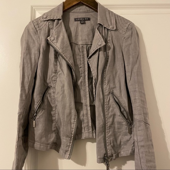 SOLD Anthropologie Level 99 size xs light gray moto jacket - Picture 4 of 7